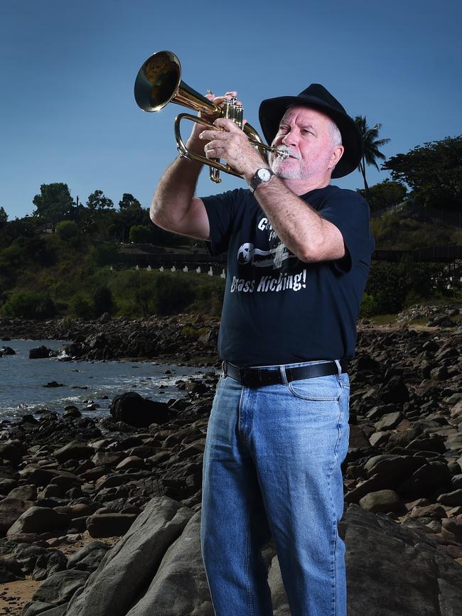 Les Nicholson from the Townsville Jazz Club promoting an event in 2016. Picture: Zak Simmonds