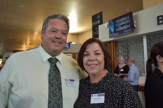 Whitsunday Mayor Andrew Willcox and Raylene Willcox at 2022 International Women's Day Business Lunch in Mackay. Picture: Madeleine Graham