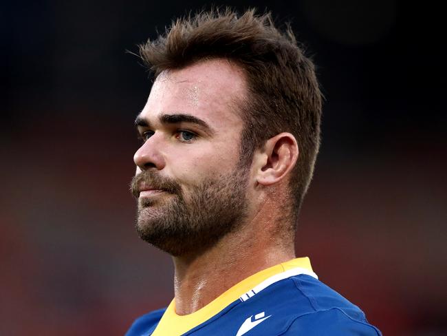 SYDNEY, AUSTRALIA - FEBRUARY 27: Keegan Hipgrave of the Eels warms up prior to the NRL Trial Match between the Penrith Panthers and the Parramatta Eels at Panthers Stadium on February 27, 2021 in Sydney, Australia. (Photo by Brendon Thorne/Getty Images)