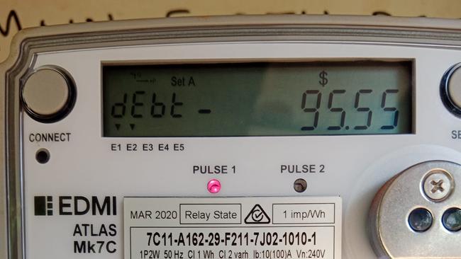 Prepaid Power and Water meter showing a debt owed in Maningrida. Picture: Facebook