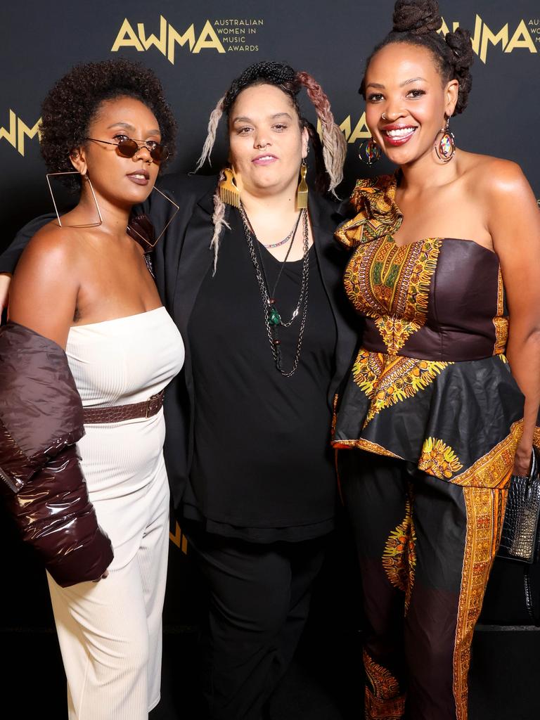 dj red belly, lady lash and Kween G at the Australian Women in Music Awards at the Tivoli, Brisbane. Picture: Steve Pohlner