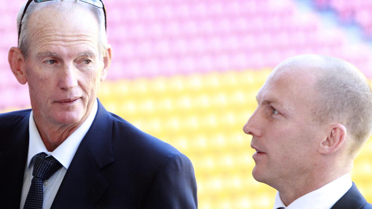 Broncos legends Wayne Bennett and Darren Lockyer have a fractured relationship. 