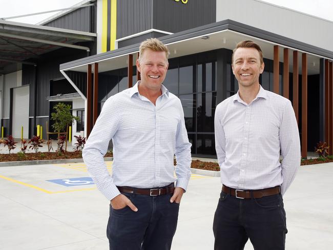 Lachlan and Duncan Bird at the new warehouse in Archerfield. Picture: Tertius Pickard