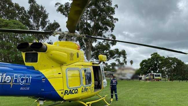 MEDICAL EMERGENCY: Paramedics treated the patient at the scene before the RACQ LifeFlight Rescue helicopter arrived. Photo: RACQ LifeFlight Rescue. Picture: RACQ LifeFlight Rescue