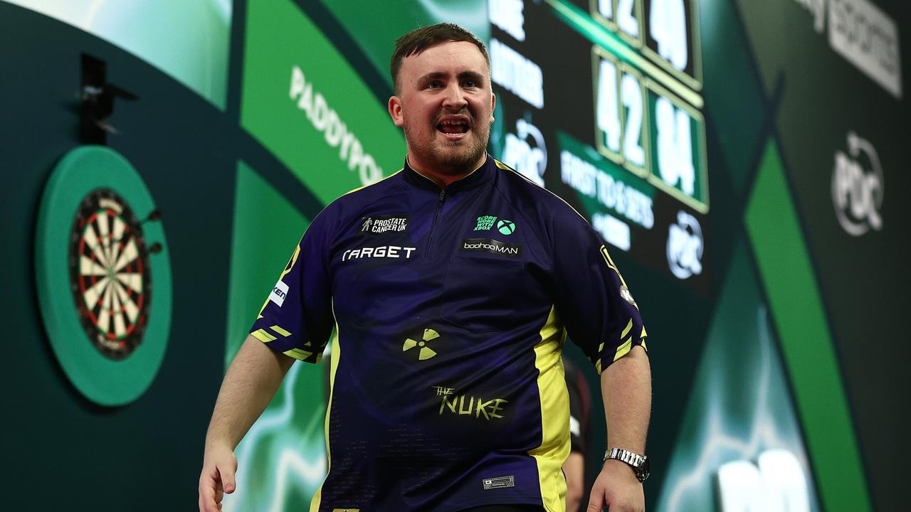 Luke Littler is through to his second world championships final in a row. (Photo by James Fearn/Getty Images)