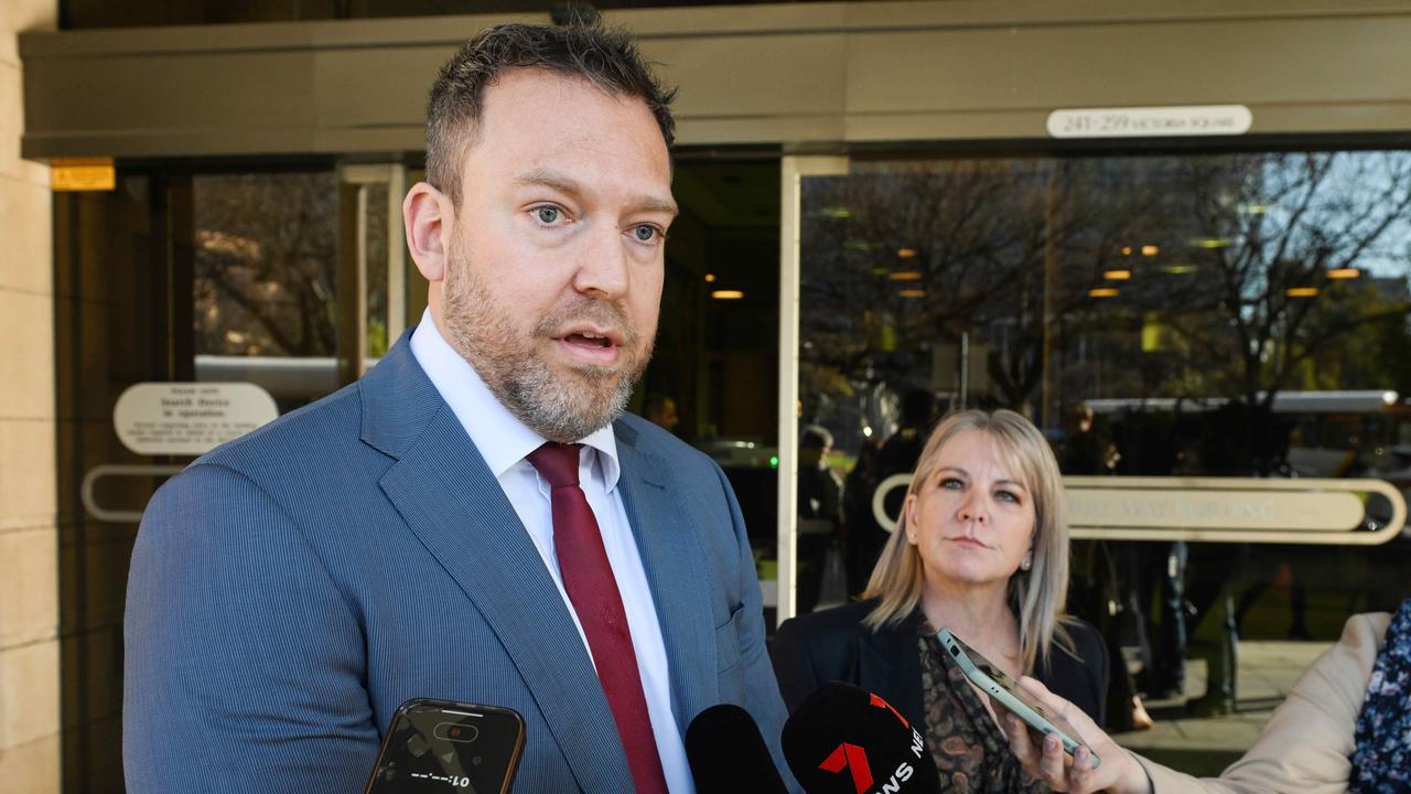 Andrew Carpenter and Paulene Porter outside court on Wednesday morning. Picture: NCA NewsWire/Brenton Edwards