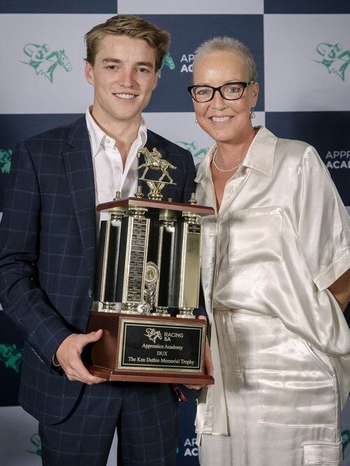 Belinda Price with her son, jockey Ben Price. Picture: Supplied