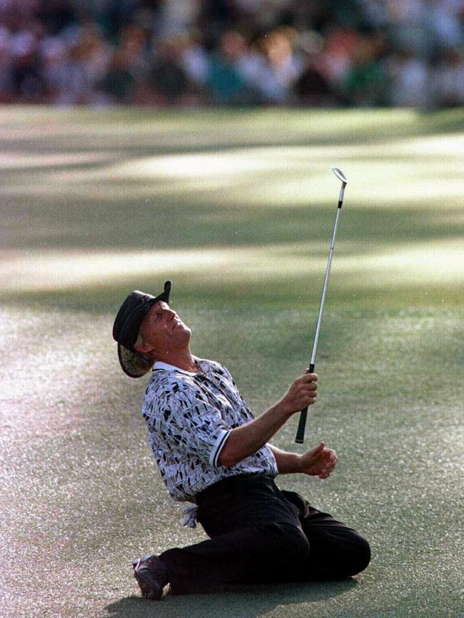 Greg Norman agonises over a near miss at Augusta in 1996