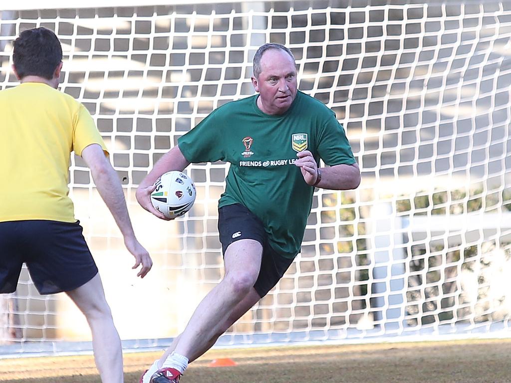 Barnaby Joyce at a 2017 Rugby League World Cup, Touch match at Parliament House in Canberra. Picture Kym Smith