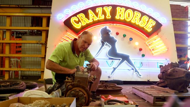 Ben Sawtell with the Crazy Horse sign. Picture by Kelly Barnes