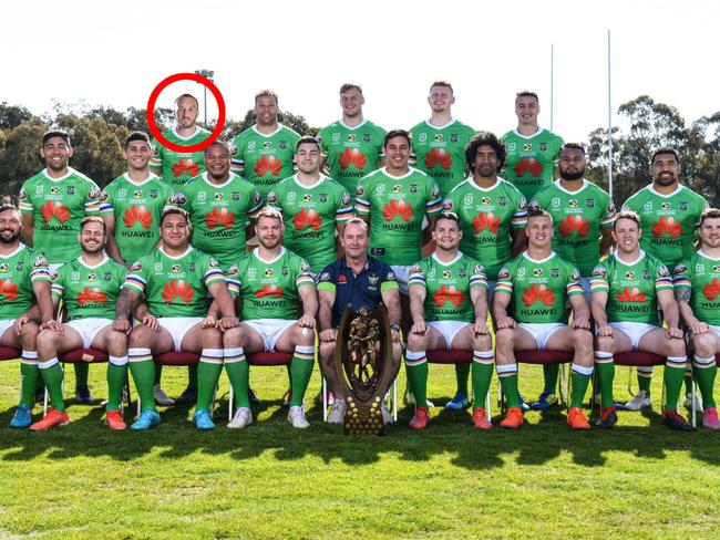 Josh Hodgson had to be photoshopped in to the Raiders' Grand Final picture.