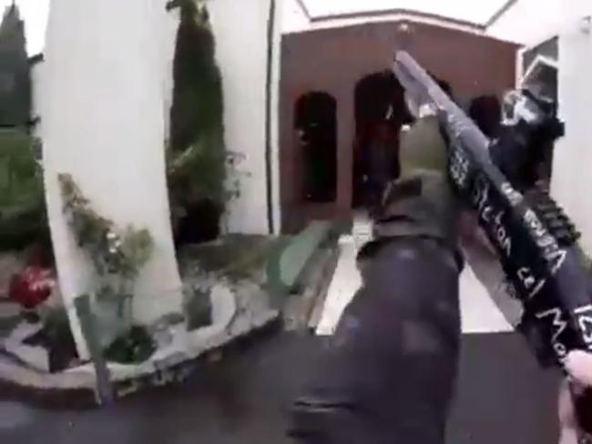 A weapon used in the Christchurch mosque attack. Picture: YouTube