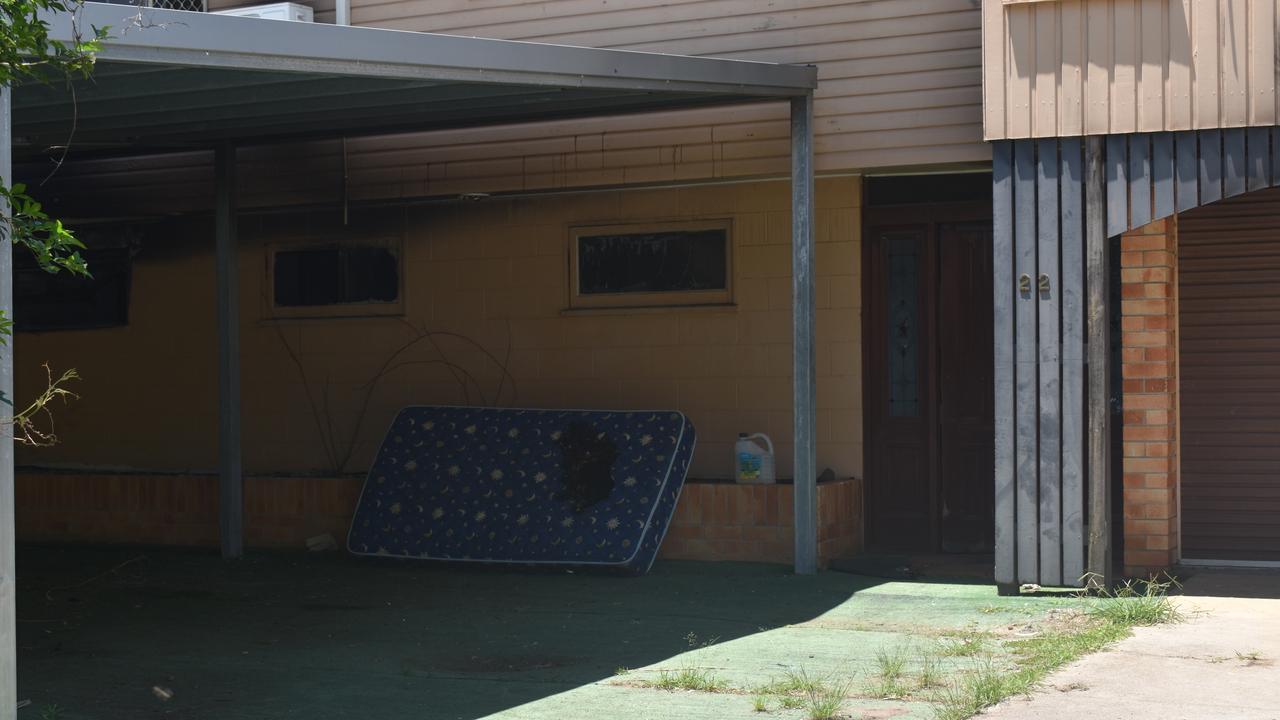 The scene of the arson on Walker St, the day after the blaze was started. The mattress had allegedly been set alight earlier in the day, leading to a charge of attempted arson.