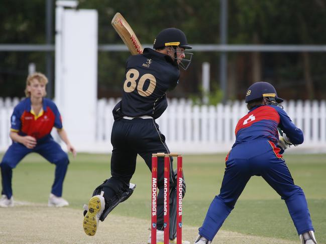 Lucas Medford during his rapid 53 at Mosman. Photographer: Warren Gannon Photography