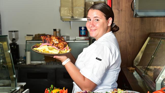 Townsville Charcoal Chicken chef Nicole Giliberto is excited to open the Domain store's doors on Monday. Picture: Shae Beplate.