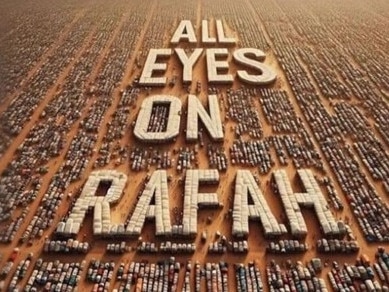 A AI-generated image, captioned 'All Eyes on Rafah', is urging the world to pay attention to Israel's ongoing strikes in Gaza.