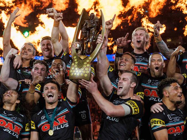 DAILY TELEGRAPH OCTOBER 1, 2023NRL Telstra Premiership Grand Final at Accor Stadium between Penrith Panthers and Brisbane Broncos. Penrith wins 26-24 with a late try by Nathan Cleary. Picture: David Swift