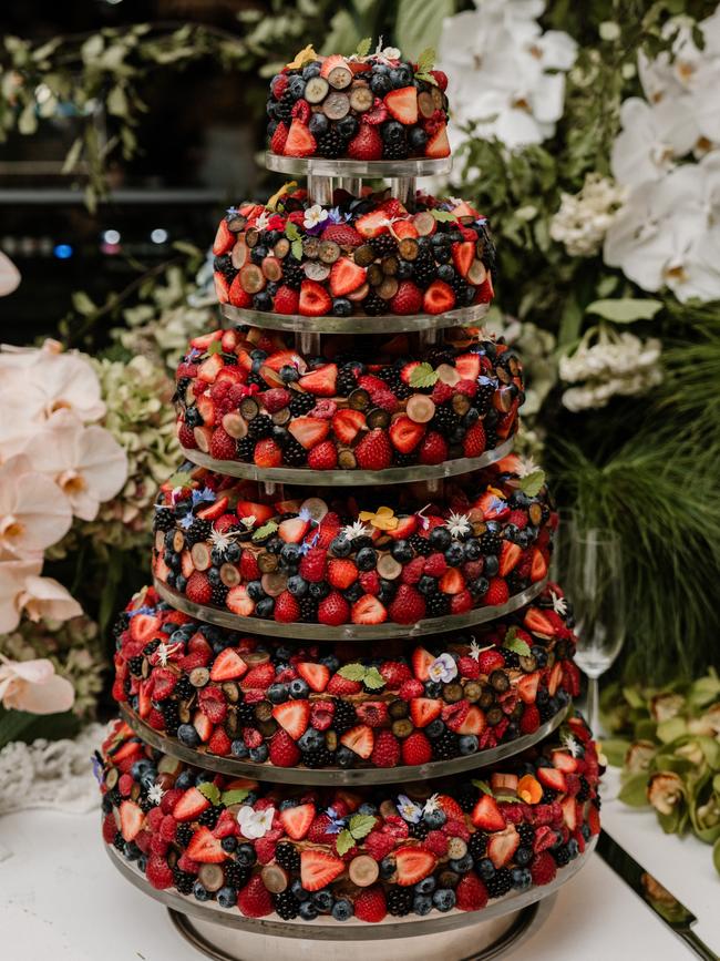 A plant-based wedding cake Phil Khoury created for his brother’s wedding last year.