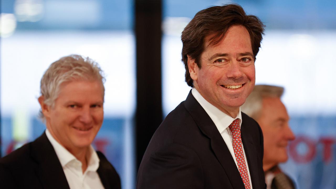 AFL boss Gillon McLachlan launches the 2022 finals series. Picture: Michael Willson/AFL Photos via Getty Images