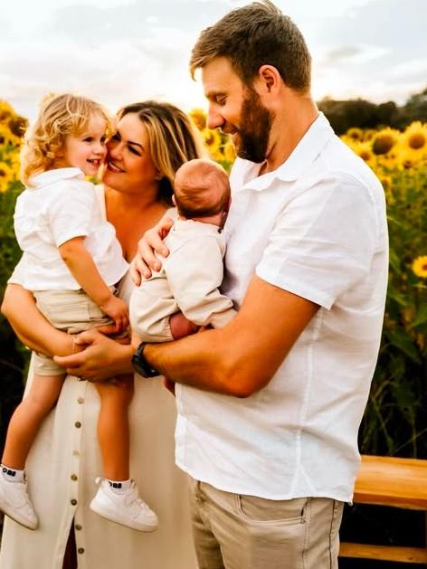 Cassandra van der Sanden with her husband Joshua with their two sons. Picture: Supplied