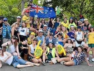 SCHOOL’S OUT: Mullumbimby High’s Year 12 students celebrating their last official week at school through a series of dress-up days. Yesterday the theme was Aussie Bogans. Picture: Megan Kinninment