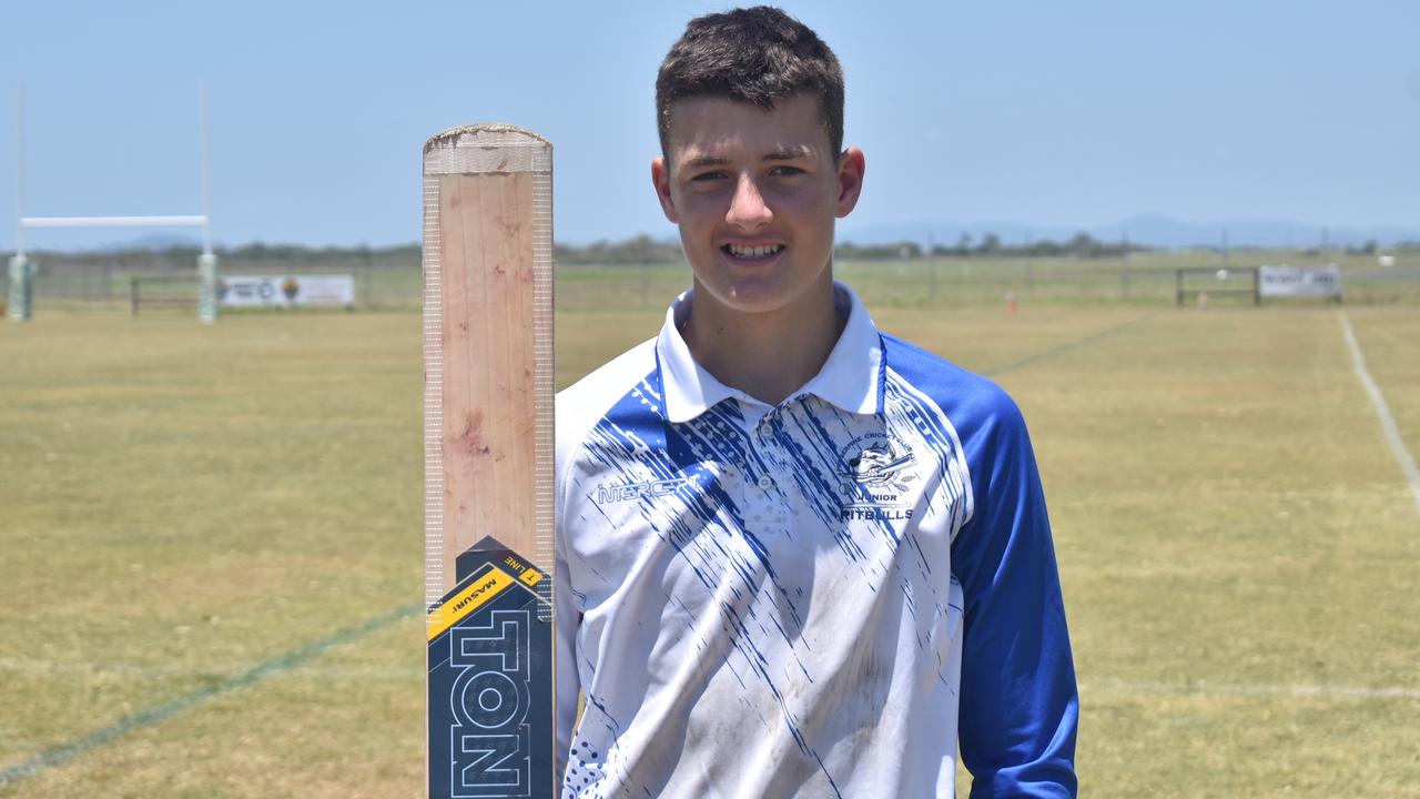 Proserpine U15s cricketer Grady Turner scores 101* in the Mackay Cricket Association competition, October 23, 2021. Picture: Matthew Forrest