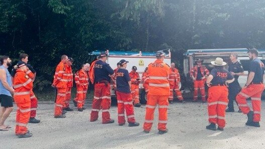 SES volunteers at the briefing ahead of day searching for a missing woman who was swept away at Mossman Gorge in Far North Queensland on January 6, 2023. Picture: Supplied