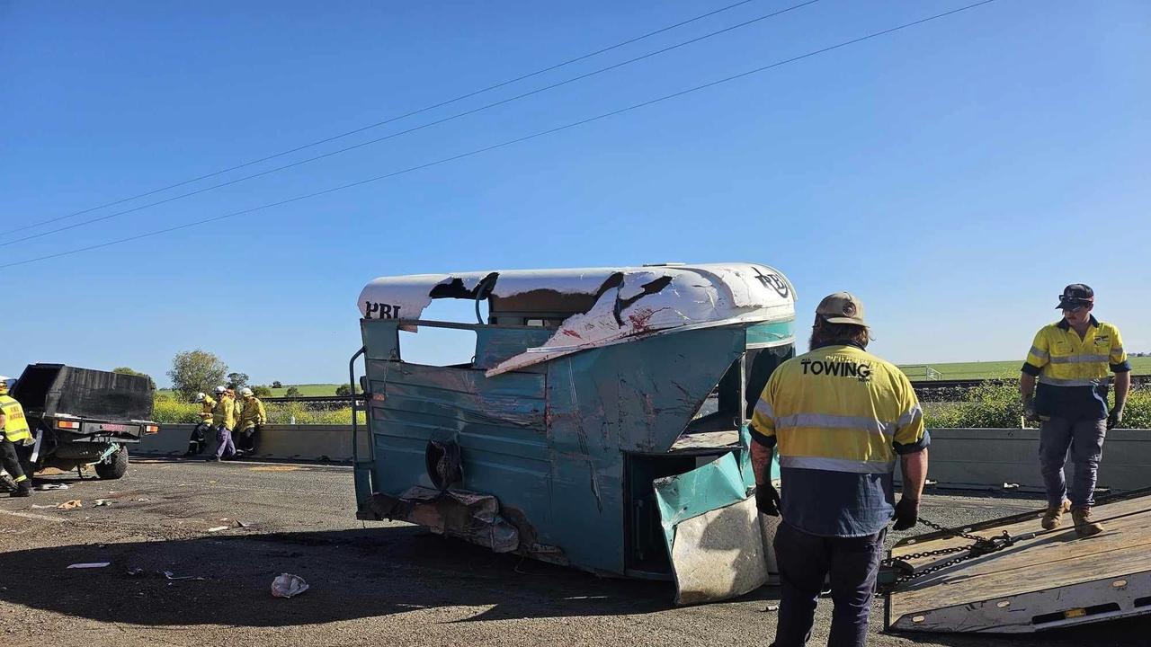 Both horses in the float sadly died from the crash. Picture: Contributed