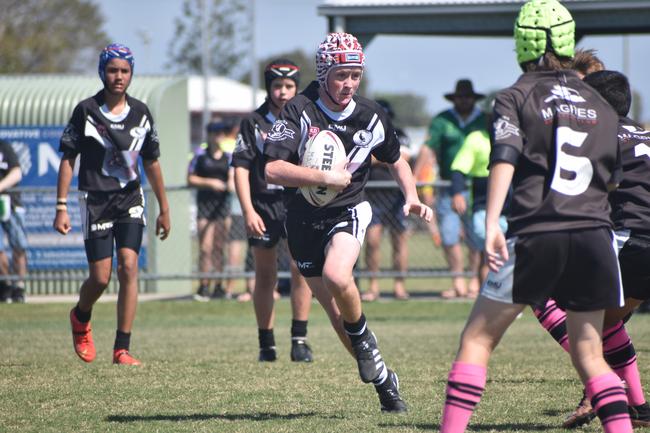 Darcy Carroll in the Magpies Black v Magpies final in the RLMD U13s division in Mackay. August 14, 2021. Picture: Matthew Forrest