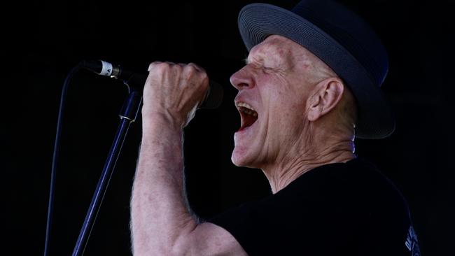 Midnight Oil frontman Peter Garrett performed at the Rising Tide protest. Picture: NewsWire/Dean Sewell