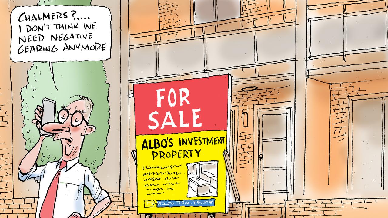 Prime Minister Anthony Albanese is one of more than a million Australian property investors who would be affected by changes to negative gearing. Cartoon: Mark Knight