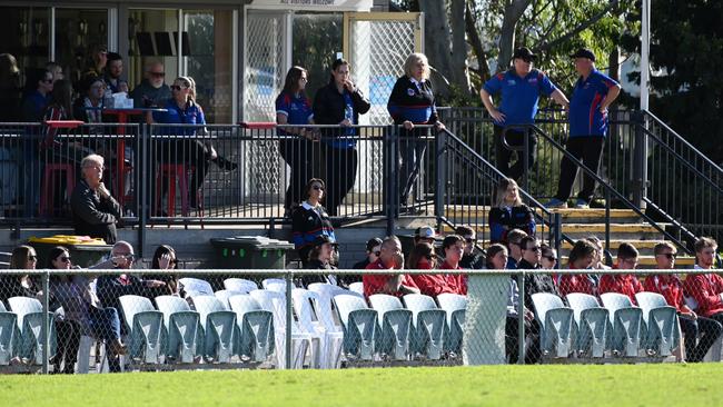 Locals, friends, family and teammates gather at Hope Valley Sporting Club for the funeral. Picture: NCA NewsWire / Naomi Jellicoe