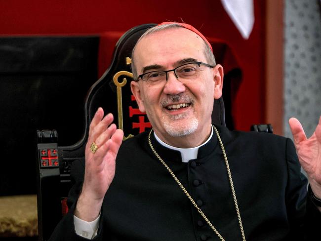 TOPSHOT - Cardinal Pierbattista Pizzaballa, Latin Patriarch of Jerusalem, gives a press conference at the patriarchate headquarters in the old city of Jerusalem on April 22, 2025. (Photo by Menahem KAHANA / AFP)