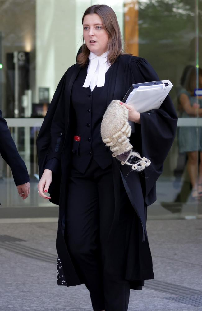 Stephanie Gallagher, the prosecutor in the case of Ashley Paul Griffith, leaves the Brisbane, District Court. Picture: Steve Pohlner