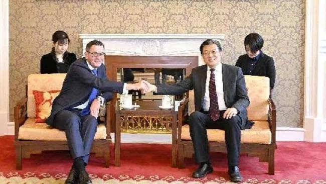 Victorian Premier Daniel Andrews with Li Xukui, the vice president of the Chinese People’s Association for Friendship with Foreign Countries on Tuesday. Picture: Chinese Peoples Association for Friendship with Foreign Countries