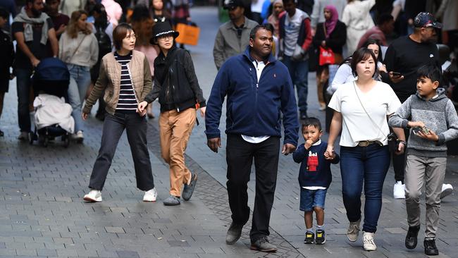 Shoppers seen at Pitt Street Mall in Sydney last Sunday following the easing of coronavirus restrictions in NSW. Picture: AAP Image/Joel Carrett