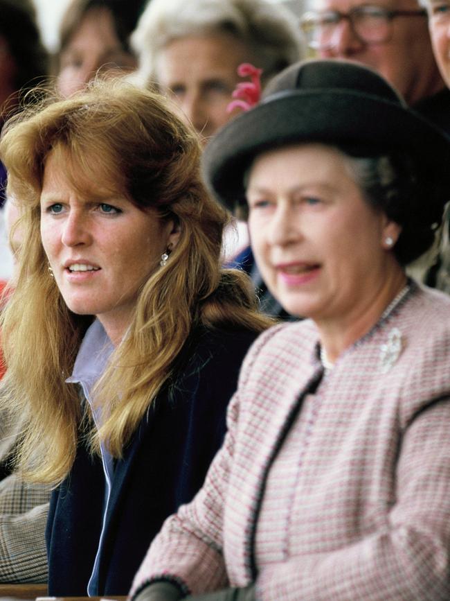 Sarah and Queen Elizabeth II in 1990.