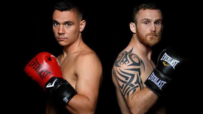 Tim Tszyu and Dennis Hogan will square off in the ring on Wednesday night. Picture: NCA NewsWire/Joel Carrett