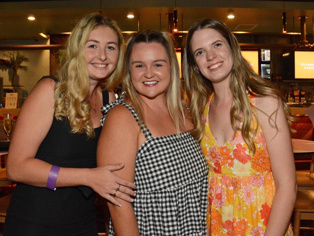 Maddy Brockwell, Kayla Bulluss and Emily Jamieson at the launch of Eggy at Burleigh Heads Hotel, Burleigh. Picture: Regina King.