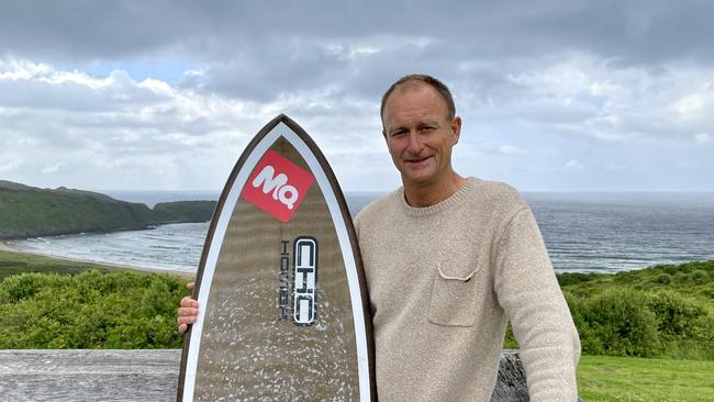 Surfer Chris Homer caused a political splash in becoming the new Independent mayor of Shellharbour City Council at the 2021 elections. Killalea State Park, Shell Cove, NSW. Picture: Dylan Arvela