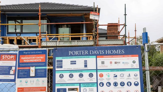 A Porter Davis home half built in Mitcham. Picture: Ian Currie