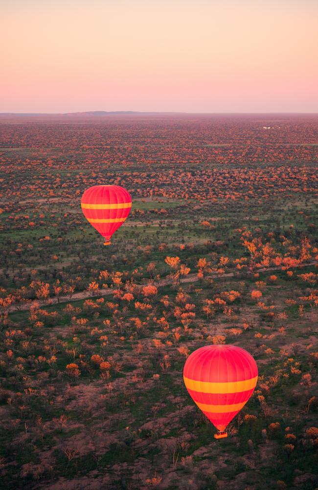 Two hot air balloons collided shortly after takeoff on July 18, 2022. Picture: Daniel Tran/Tourism NT Escape