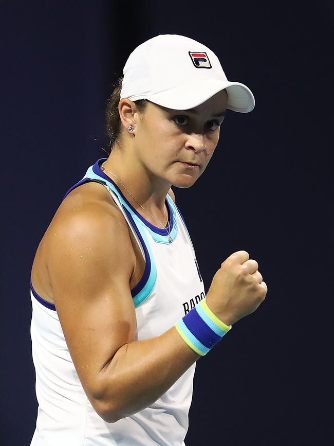 Ashleigh Barty celebrates winning a point against Petra Kvitova                                 (Photo by Julian Finney/Getty Images)