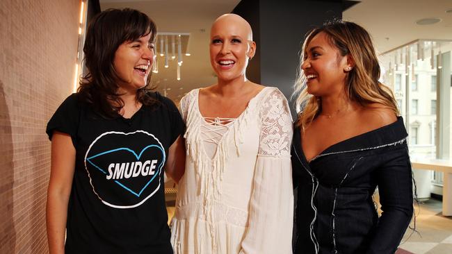 Soul sisters: Courtney Barnett, Catherine Britt and Jessica Mauboy at today’s ARIA nominations announcement. Picture: Sam Ruttyn.