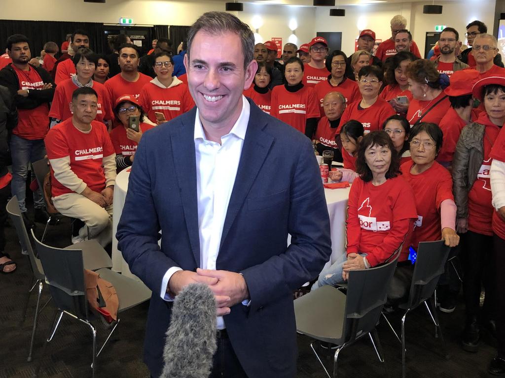 Treasurer-in-waiting Jim Chalmers on election night. Picture: Mark Cranitch