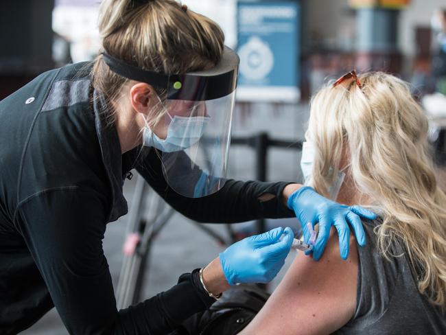 A woman receives the Covid vaccine. Picture: Getty Images