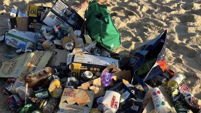 Rubbish left behind following New Year’s Eve celebrations at Mooloolaba.