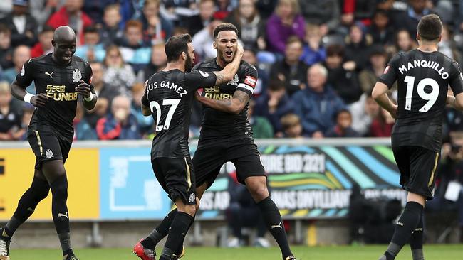 Newcastle United's Jamaal Lascelles celebrates.