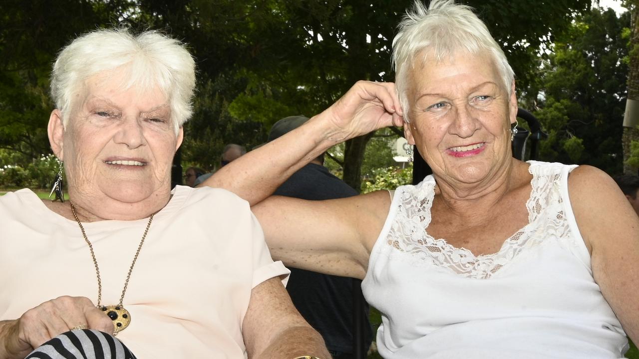 Enjoying the music of "Nine Year Sister" duo in Queens Park are Yvonne Gillam (left) and Beryl Johns from Clifton.