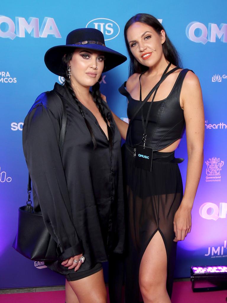 Penny Ivy and Clariti on the 2022 Queensland Music Awards red carpet at The Fortitude Music Hall in Brisbane. Picture: Steve Pohlner